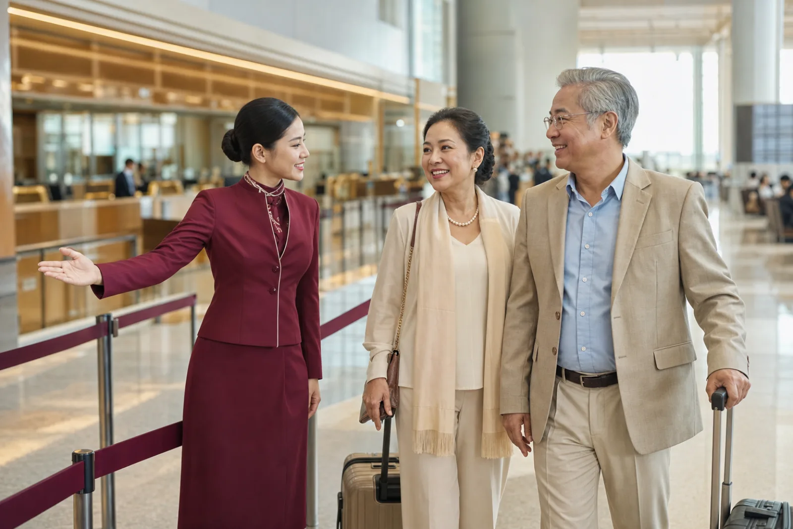 Nhân viên Fast track hộ tống khách tại nhà ga