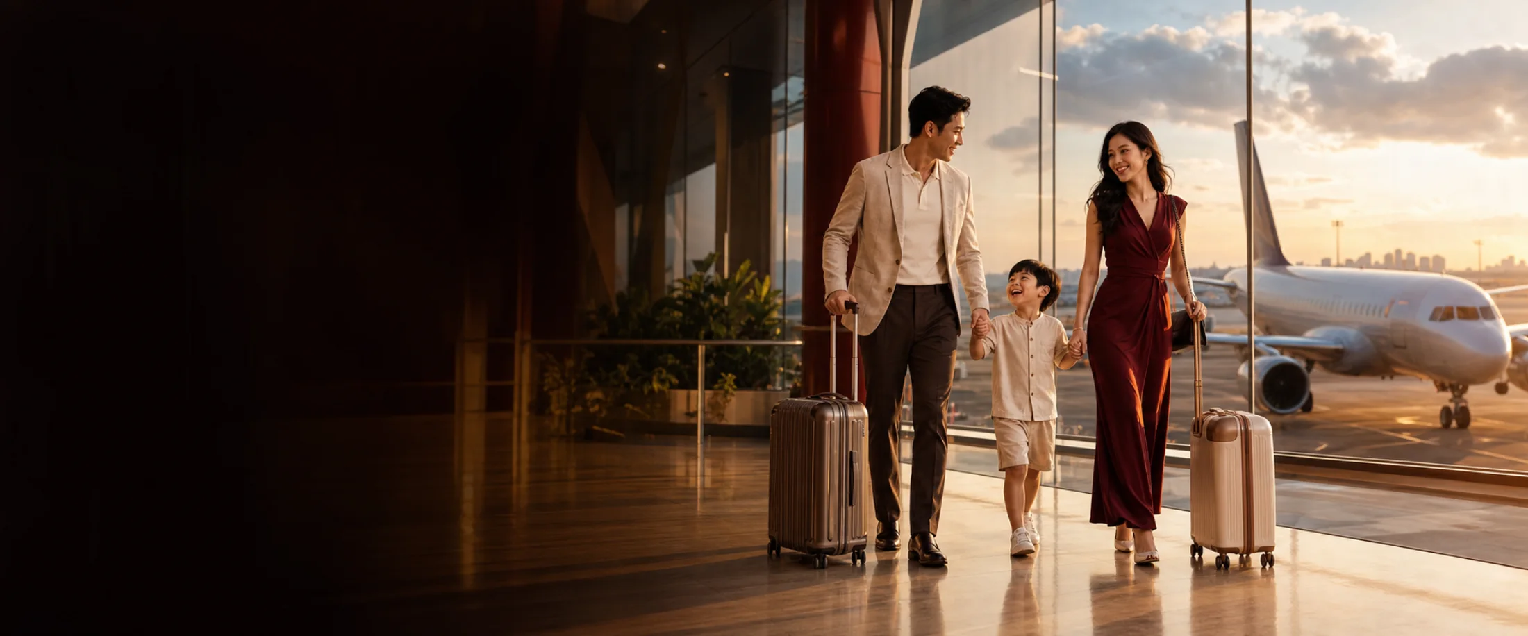 Gia đình Việt khởi hành tại sân bay